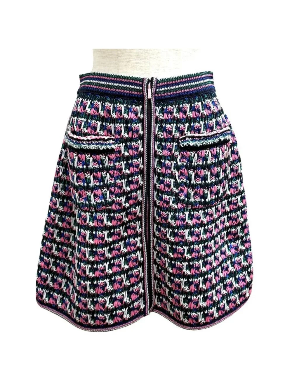 Chanel CC Logo All Pattern Zip Skirt